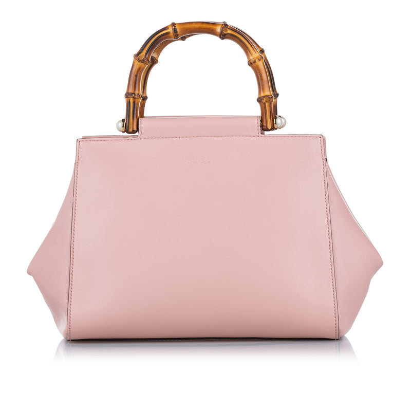 Small Bamboo Nymphaea Leather Satchel Pink - Bag Religion