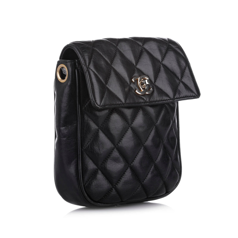 CC Matelasse Lambskin Leather Crossbody Bag Black - Bag Religion