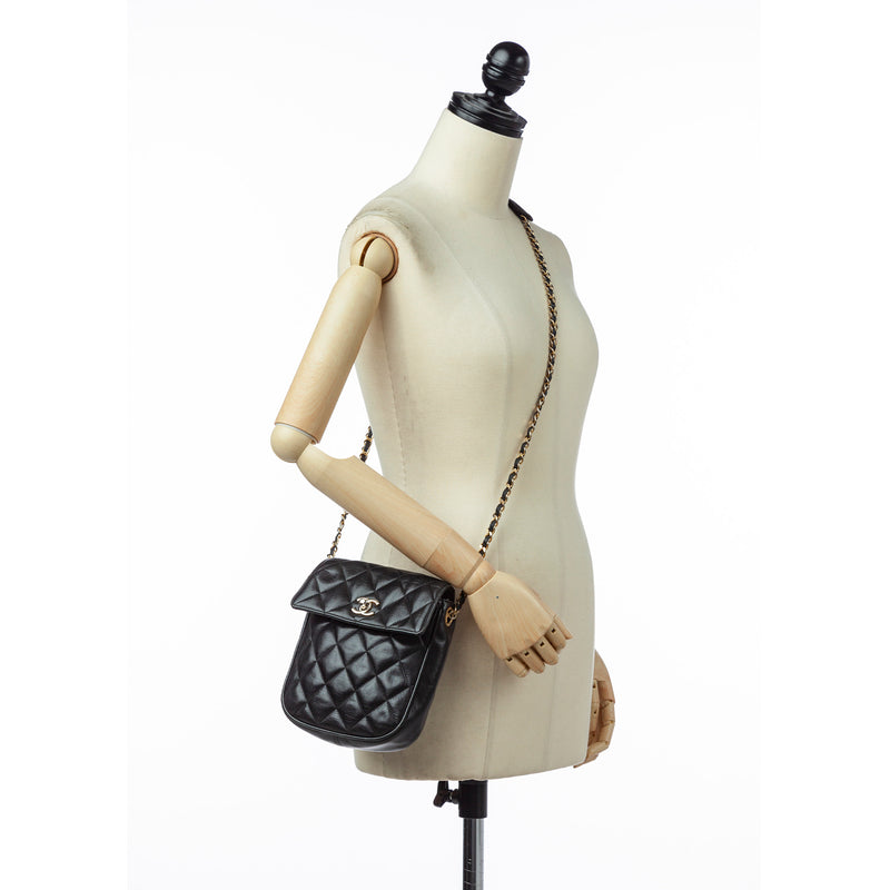 CC Matelasse Lambskin Leather Crossbody Bag Black - Bag Religion