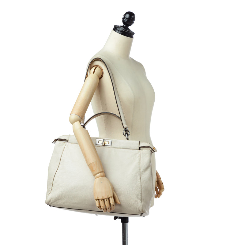 Peekaboo Leather Satchel White - Bag Religion