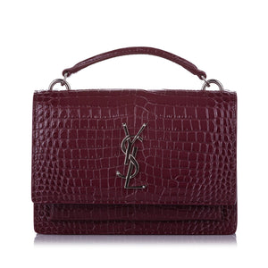 Sunset Croc Embossed Leather Satchel Red - Bag Religion