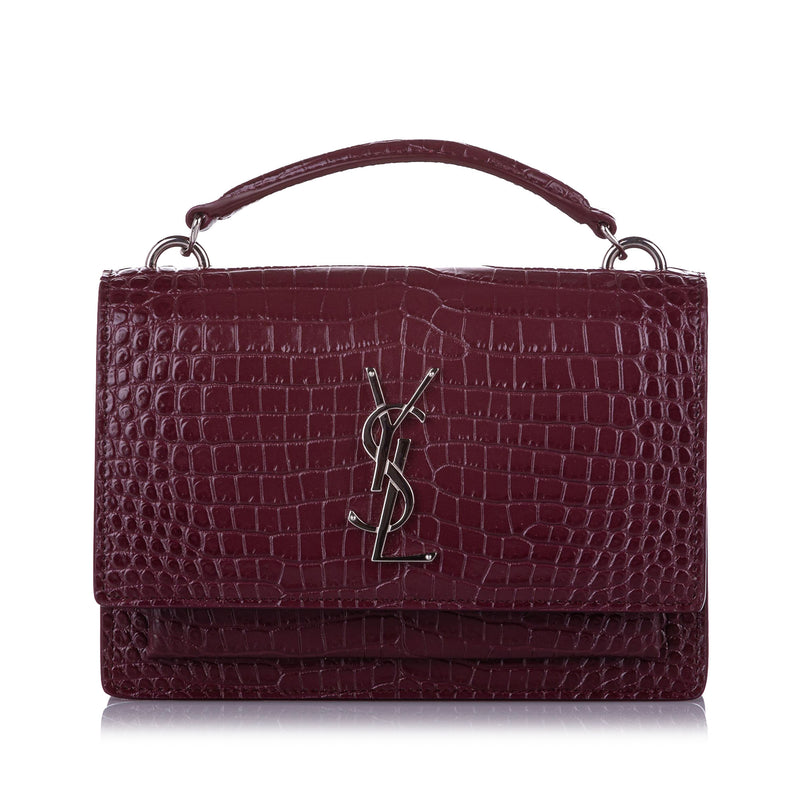 Sunset Croc Embossed Leather Satchel Red - Bag Religion