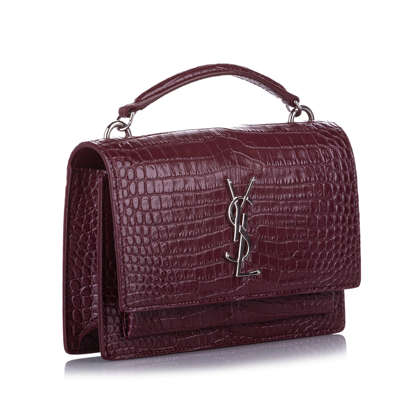 Sunset Croc Embossed Leather Satchel Red - Bag Religion