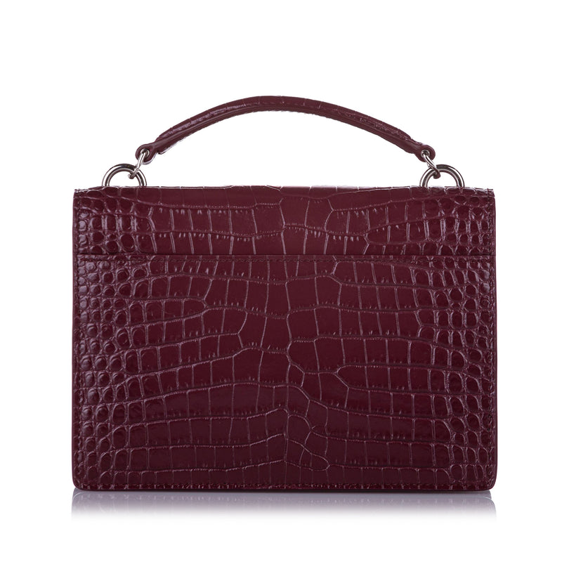 Sunset Croc Embossed Leather Satchel Red - Bag Religion