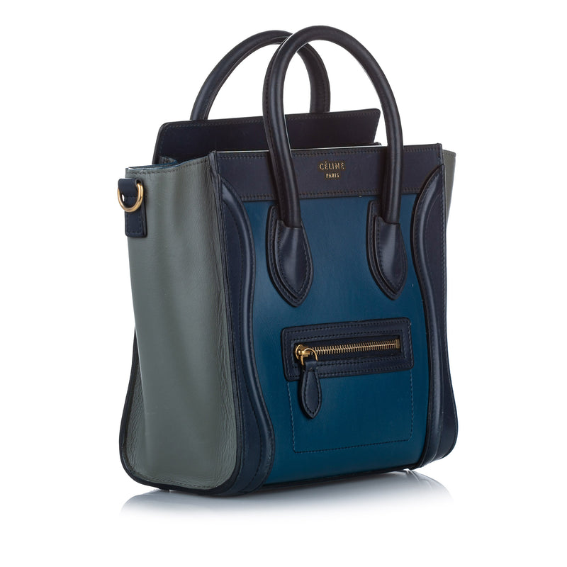 Nano Luggage Leather Satchel Blue - Bag Religion