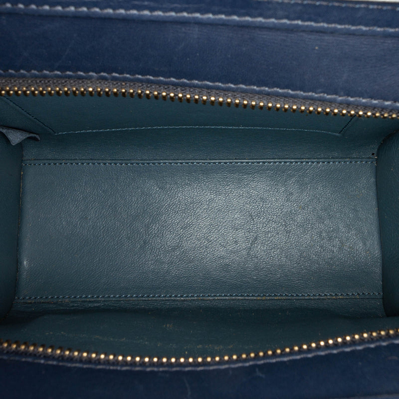 Nano Luggage Leather Satchel Blue - Bag Religion