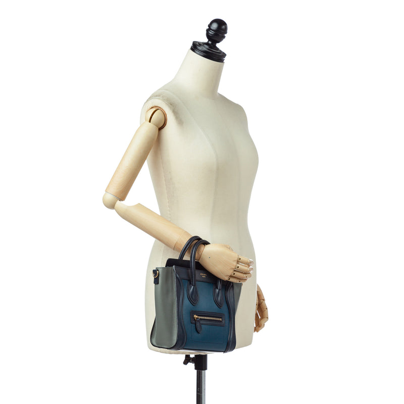 Nano Luggage Leather Satchel Blue - Bag Religion