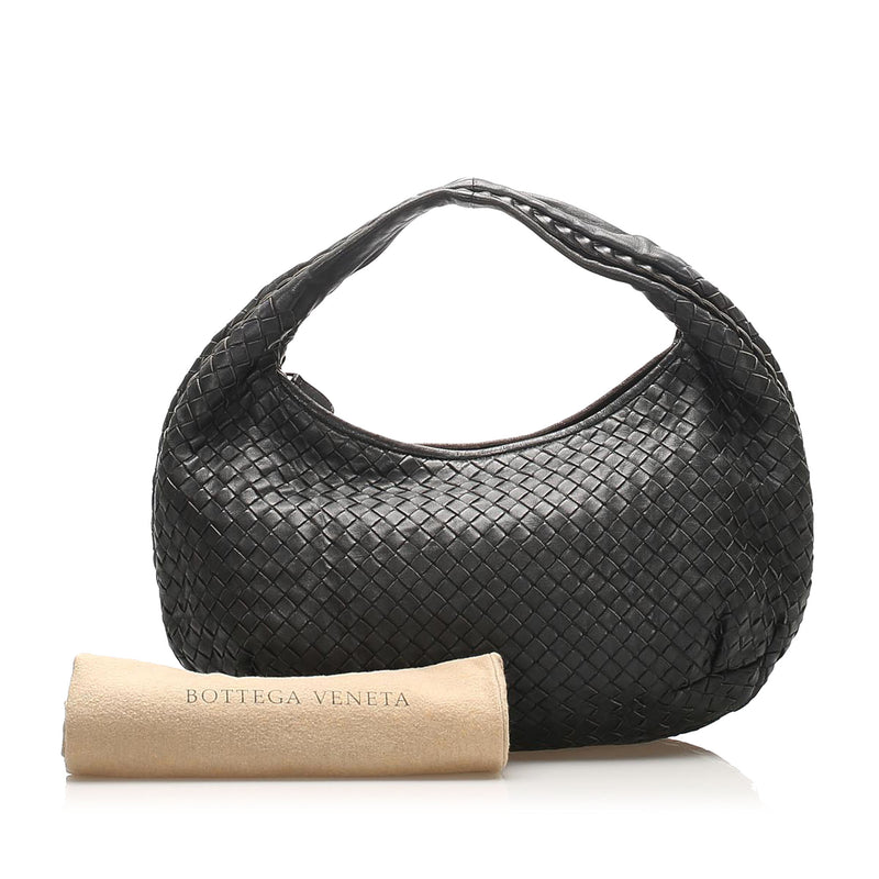 Intrecciato Leather Hobo Bag Black - Bag Religion