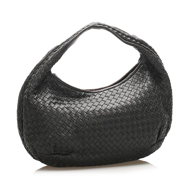 Intrecciato Leather Hobo Bag Black - Bag Religion