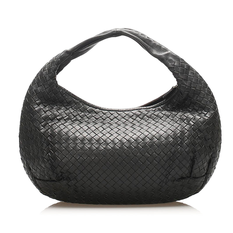 Intrecciato Leather Hobo Bag Black - Bag Religion