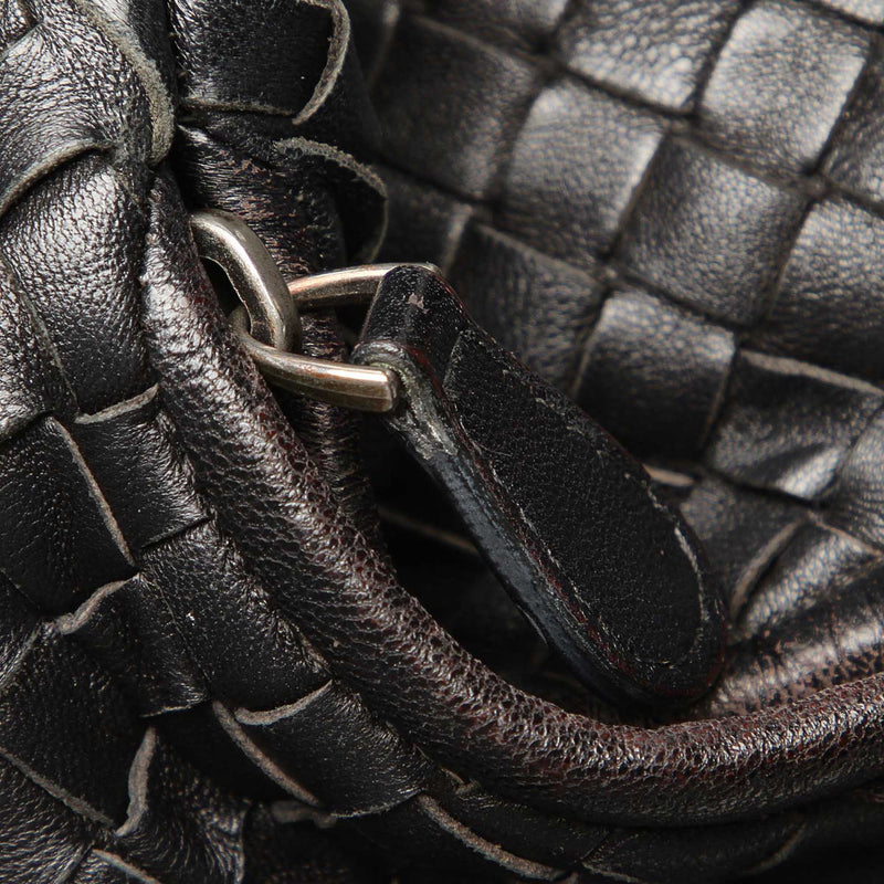 Intrecciato Leather Hobo Bag Black - Bag Religion