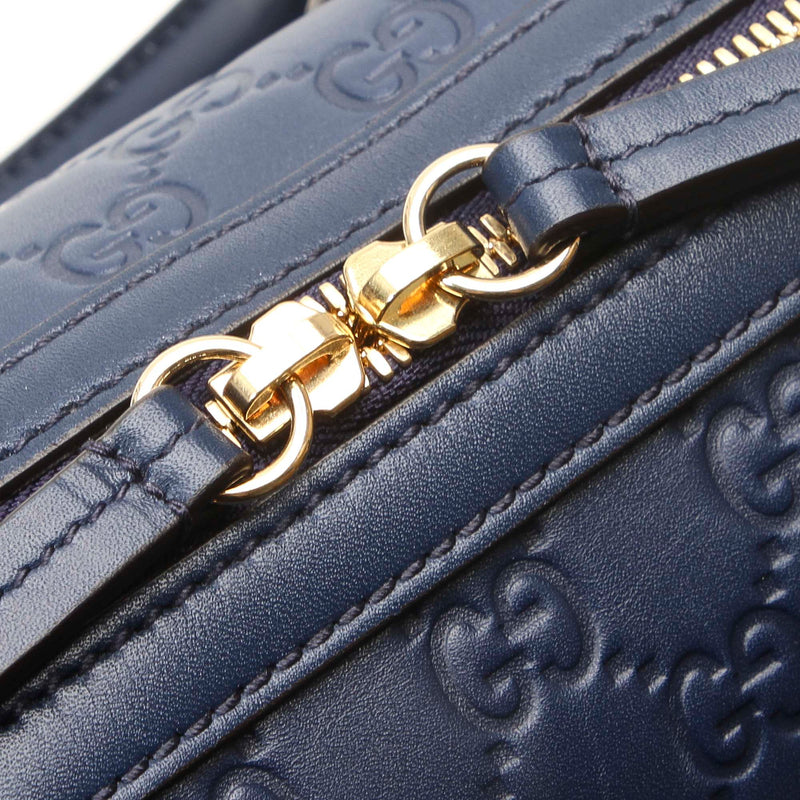 Gucci Guccissima Bosten Bag in Dark Blue Leather