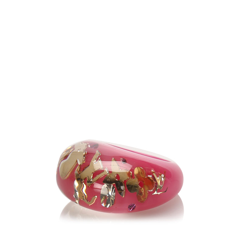 Resin Crystal Inclusion Ring Pink