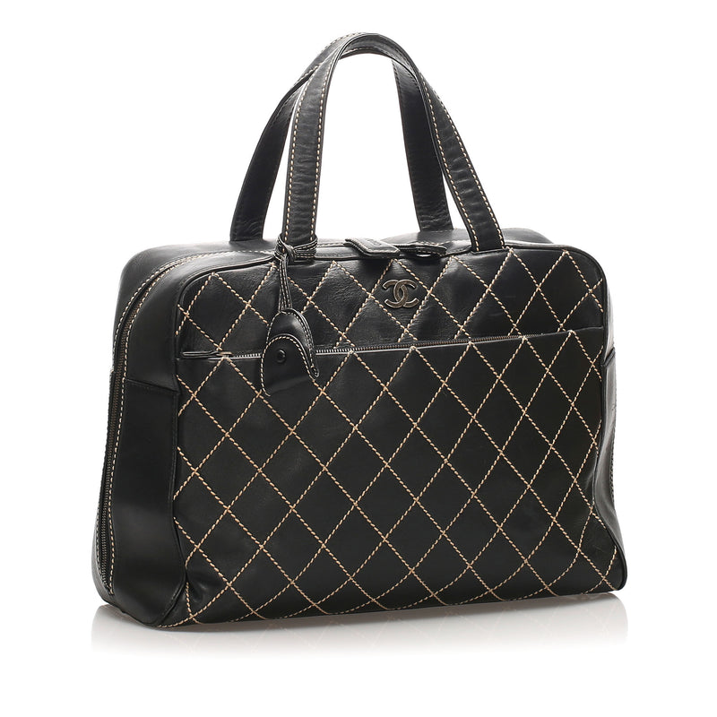 Surpique Leather Travel Handbag Black