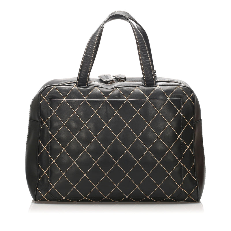 Surpique Leather Travel Handbag Black