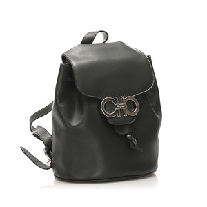 Gancini Leather Drawstring Backpack Green