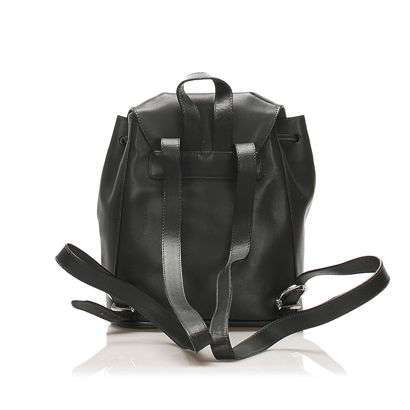 Gancini Leather Drawstring Backpack Green