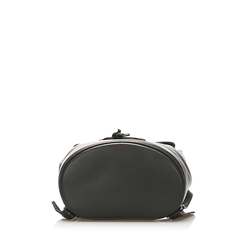 Gancini Leather Drawstring Backpack Green