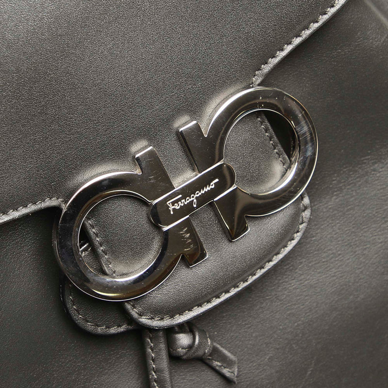 Gancini Leather Drawstring Backpack Green