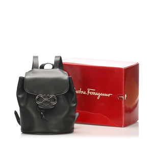 Gancini Leather Drawstring Backpack Green