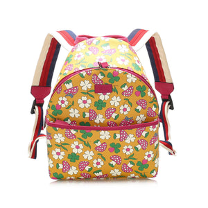 Gucci Childrens Mushroom Print Coated Canvas Backpack Yellow