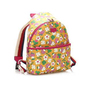 Gucci Childrens Mushroom Print Coated Canvas Backpack Yellow