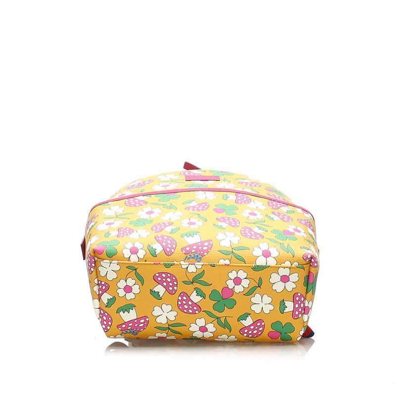 Gucci Childrens Mushroom Print Coated Canvas Backpack Yellow