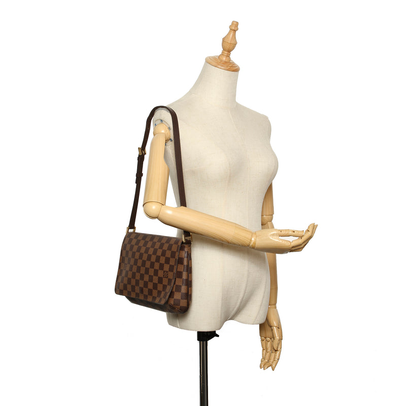 LOUIS VUITTON Musette Tango Damier Ebene Shoulder Bag Brown