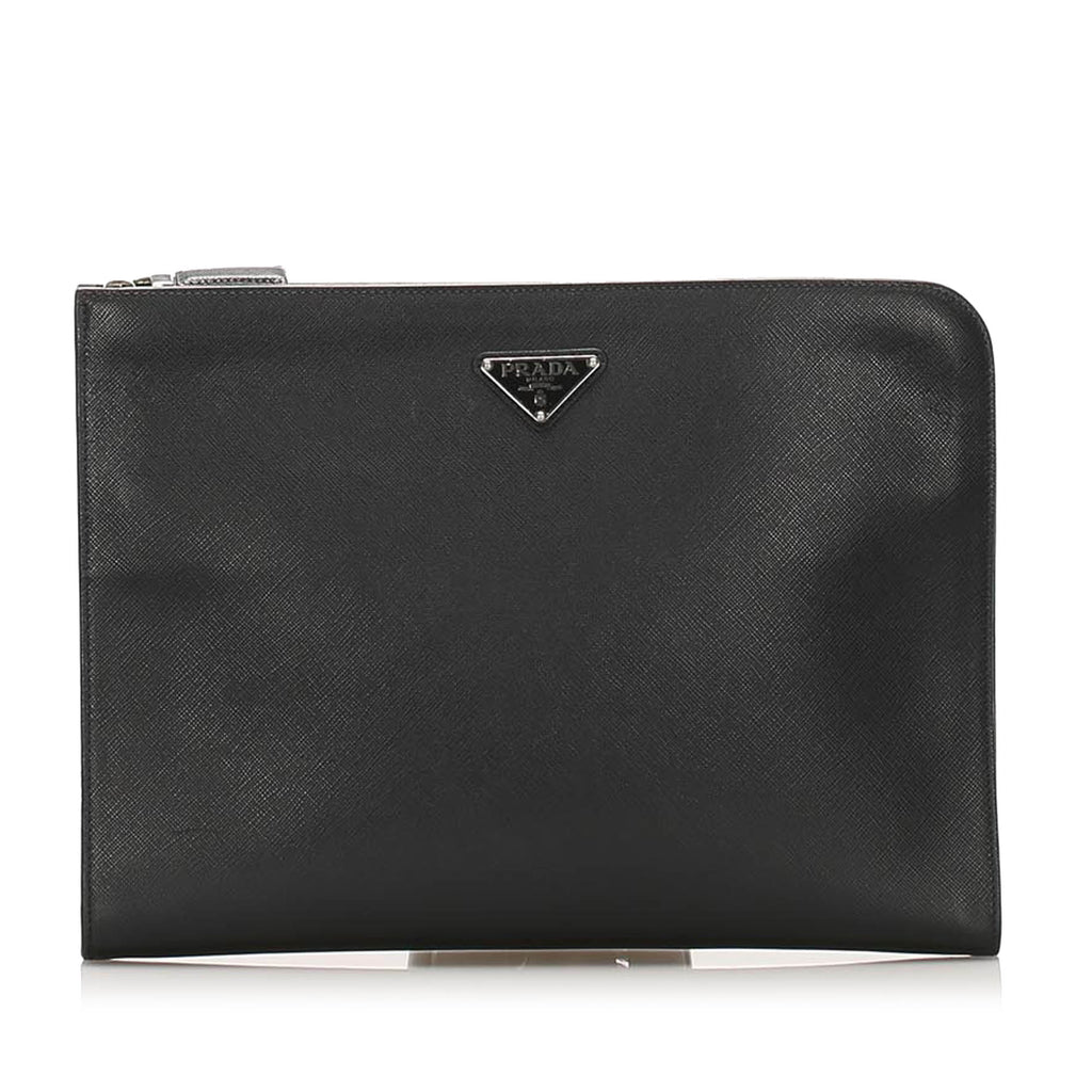 Prada Saffiano Clutch Bag Black