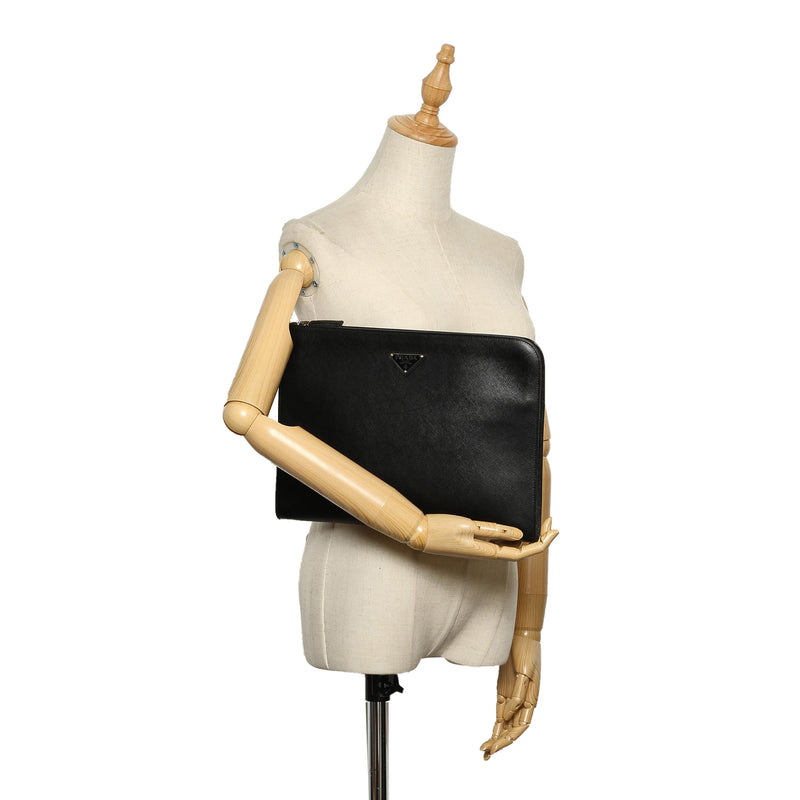 Prada Saffiano Clutch Bag Black