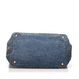 Prada Canapa Logo Denim Handbag Blue