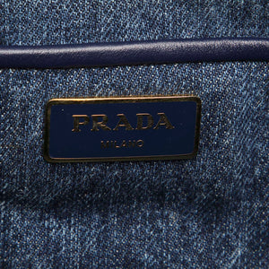 Prada Canapa Logo Denim Handbag Blue