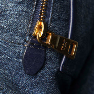 Prada Canapa Logo Denim Handbag Blue