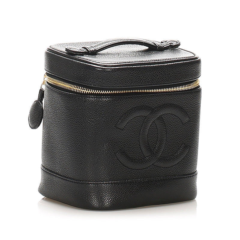 CC Caviar Leather Vanity Bag Black - Bag Religion