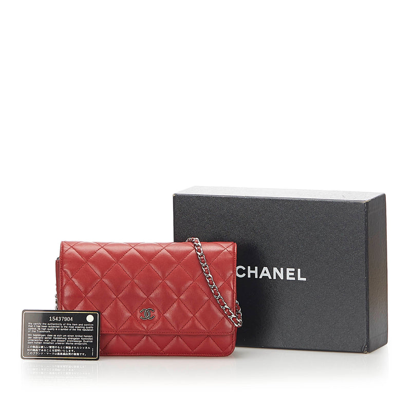 CC Timeless Lambskin Leather Wallet On Chain Red - Bag Religion