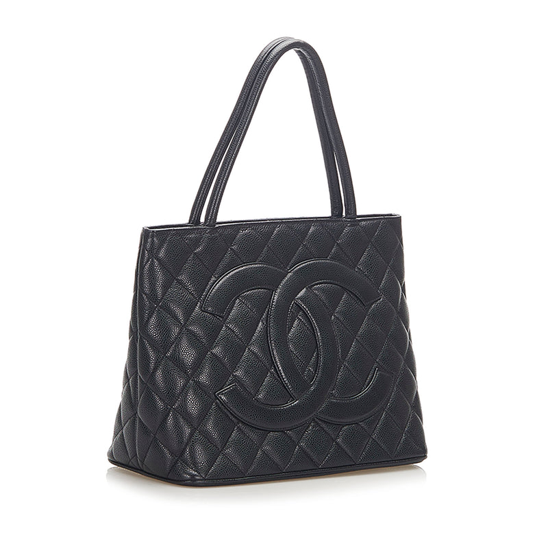 Medallion Caviar Leather Tote Bag Black - Bag Religion