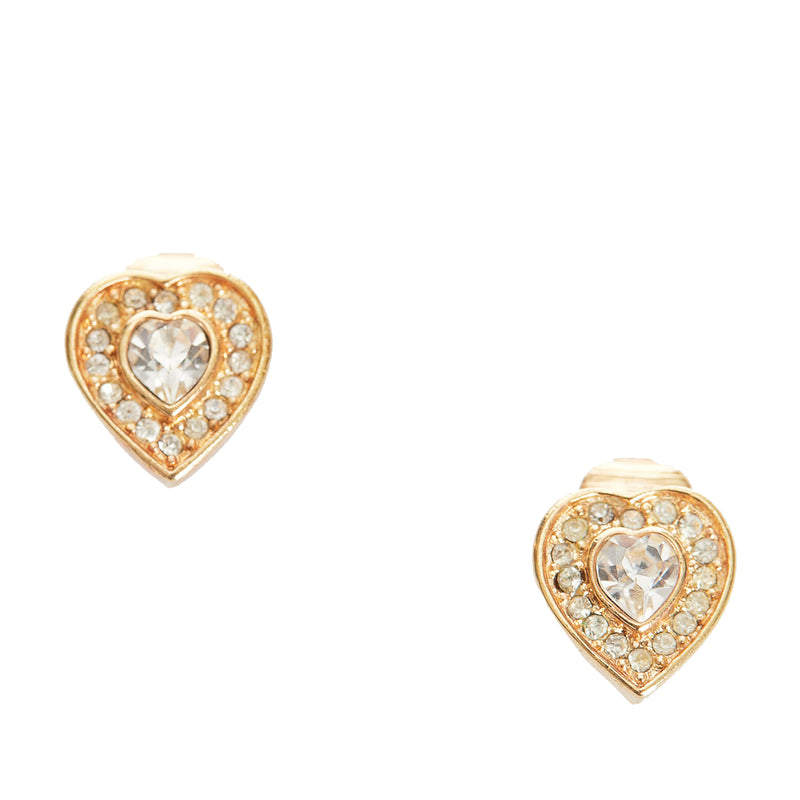 Rhinestone Clip-On Earrings Gold - Bag Religion