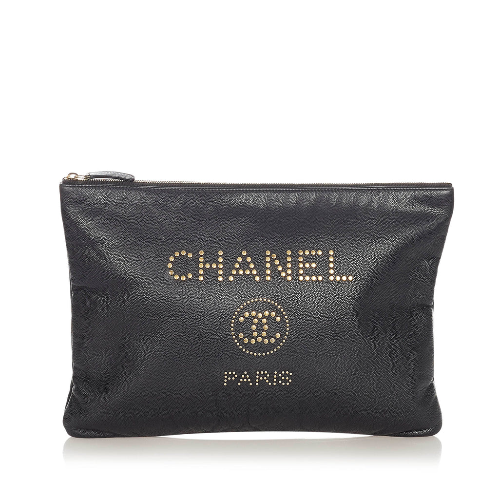 Deauville Leather Clutch Bag Black - Bag Religion