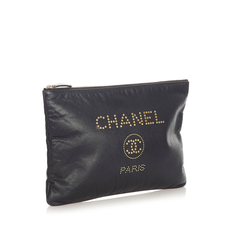 Deauville Leather Clutch Bag Black - Bag Religion