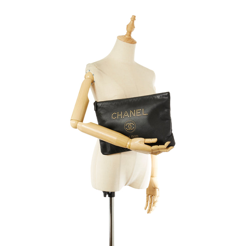 Deauville Leather Clutch Bag Black - Bag Religion