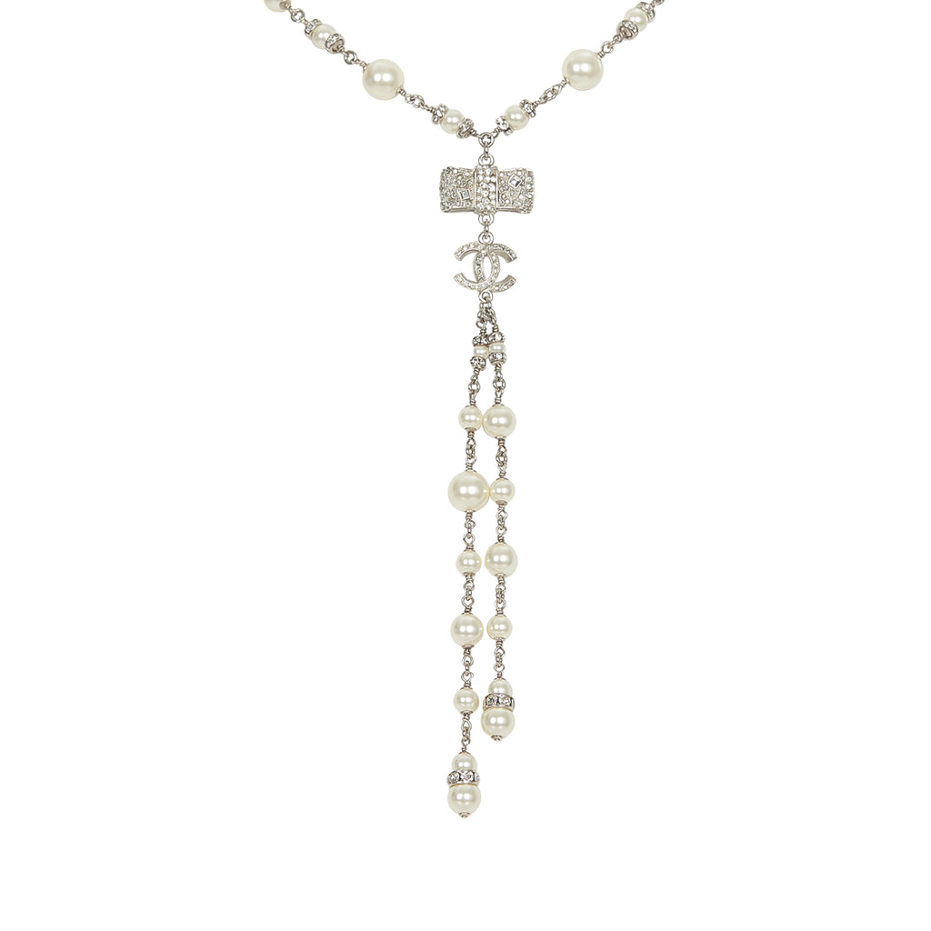 CC Faux Pearl Necklace Silver - Bag Religion