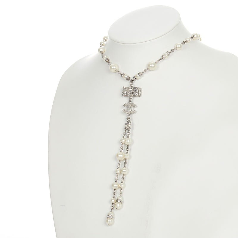 CC Faux Pearl Necklace Silver - Bag Religion