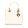 Cannage Lady Dior Leather Satchel White - Bag Religion