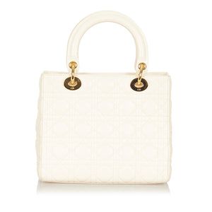 Cannage Lady Dior Leather Satchel White - Bag Religion