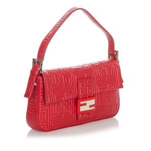 Embossed Leather Mamma Baguette Red - Bag Religion