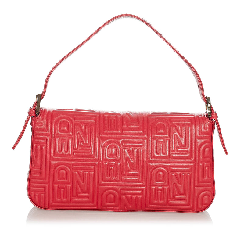 Embossed Leather Mamma Baguette Red - Bag Religion
