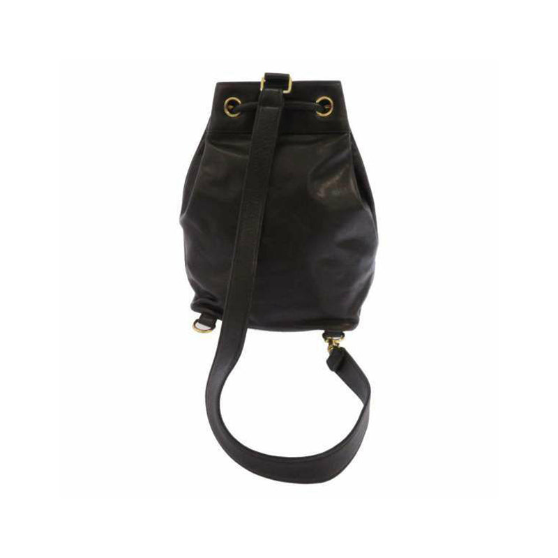 Drawstring Bucket Calfskin Black