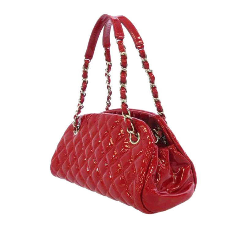 Mademoiselle Patent Leather Bowling Bag Red