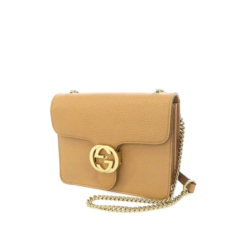 Interlocking G Chain Leather Crossbody Bag Brown - Bag Religion