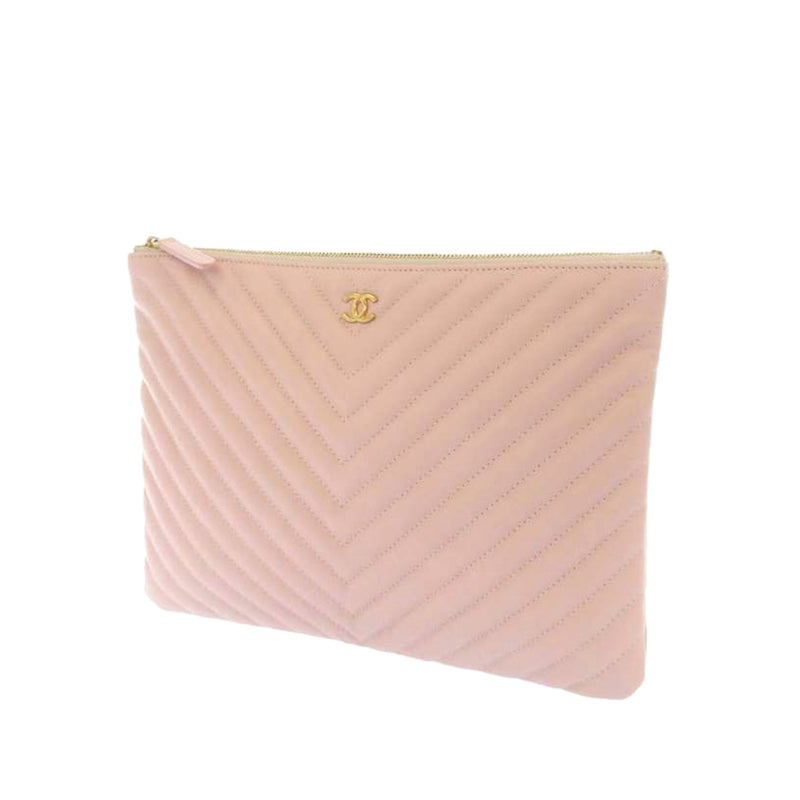 Chevron Leather Clutch Bag Pink - Bag Religion